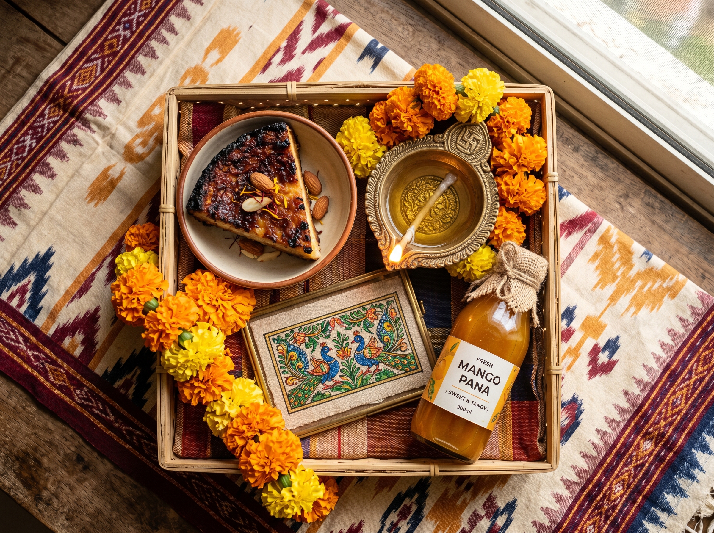 Langar-spirit gift hamper with pattachitra cloth and Bhubaneswar treats